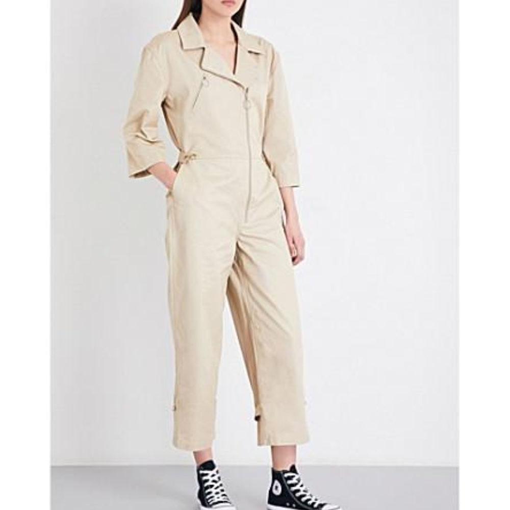 FRAME cropped zip cotton twill jumpsuit boilersuit - Picture 2 of 4